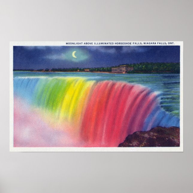 Póster Luna Crescent por encima de Horseshow iluminado (Frente)