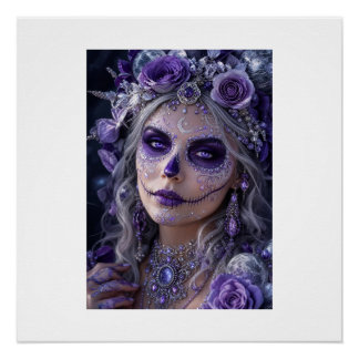 Póster Luna de Amatista Calavera – Día Púrpura de los Mue