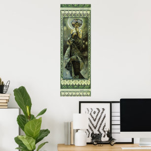 Póster Luna de Art Nouveau de época de Alphonse Mucha