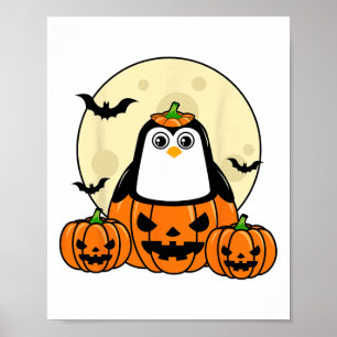 Póster Luna de Calabaza Pingüino Ts Disfraces Halloween F