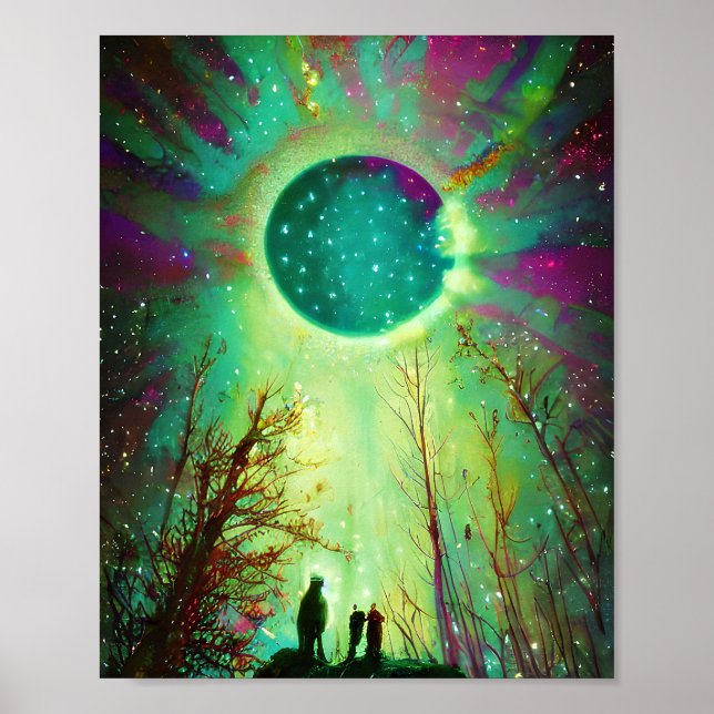 Póster Luna de Estrellas y luces del norte (Frente)