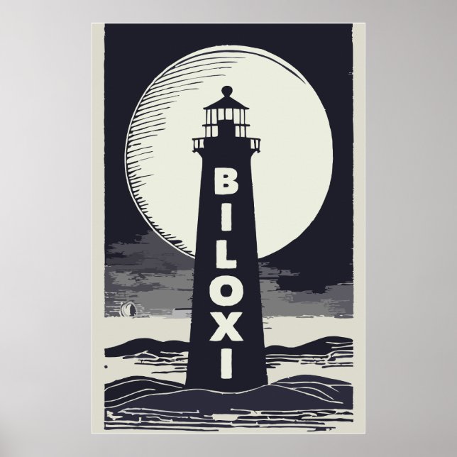 Póster Luna de Faro Biloxi Mississippi (Frente)