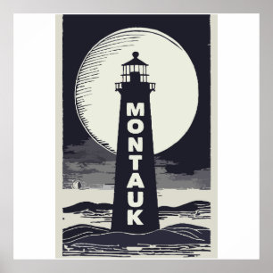 Póster Luna de Faro de Montauk Point