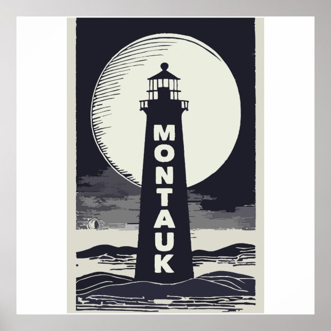 Póster Luna de Faro de Montauk Point (Frente)