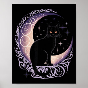 Póster Luna de Gato Negro Satanismo Demoniaco Brujería
