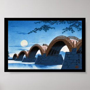 Póster Luna de la noche del gran puente japonés de Guay
