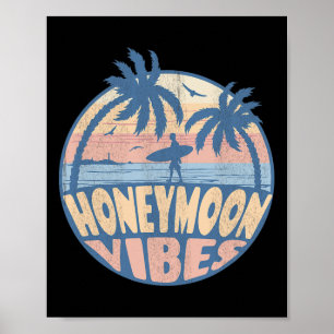 Póster Luna de miel retro Vibes nueva Boda novia Groom Va