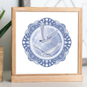 Póster Luna de Nieve Completa   Ilustracion Owls Moon de 