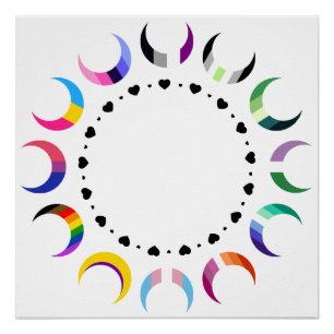 Póster Luna de Orgullo Creciente y Corazón Negro