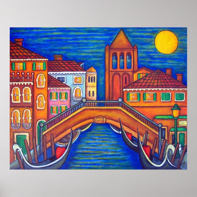 Póster Luna de San Barnaba, Venecia, por Lisa Lorenz (Frente)
