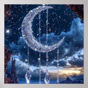 Póster 🌙 Luna Decorativa Congelada Fantasía Hielo Respla