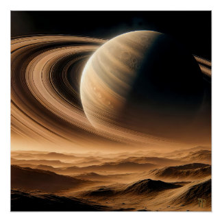 Póster Luna del Desierto de un Gigante Rojo