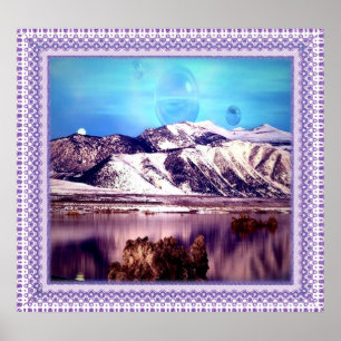 Póster Luna detrás de Montains