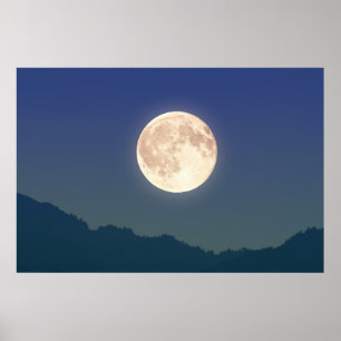 Póster Luna en el cielo nocturno