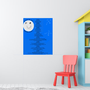 Póster Luna Estrellas Diversión Poema Infantil Grande 