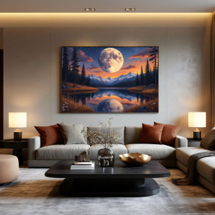 Póster Luna Gigante: Reflexiones nocturnas