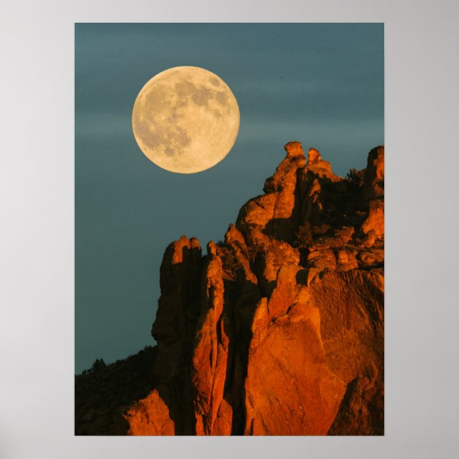 Póster Luna Llena | Acantilados de Basalto Smith Rock Sta (Frente)
