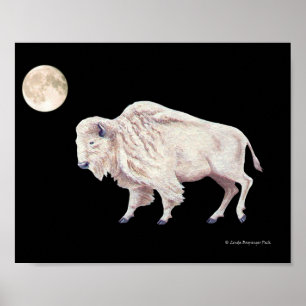Póster Luna llena de búfalo blanco