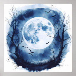 Póster Luna llena de fantasía con Poster de la noche de B