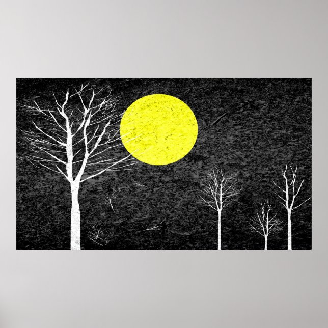 Póster Luna llena de noche | Pintura abstracta (Frente)