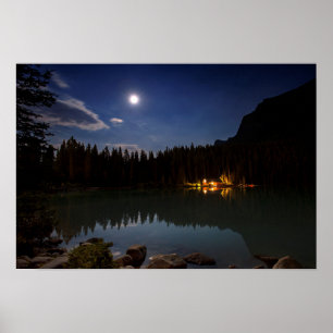 Póster Luna Llena el   Lake Louise, Canadá