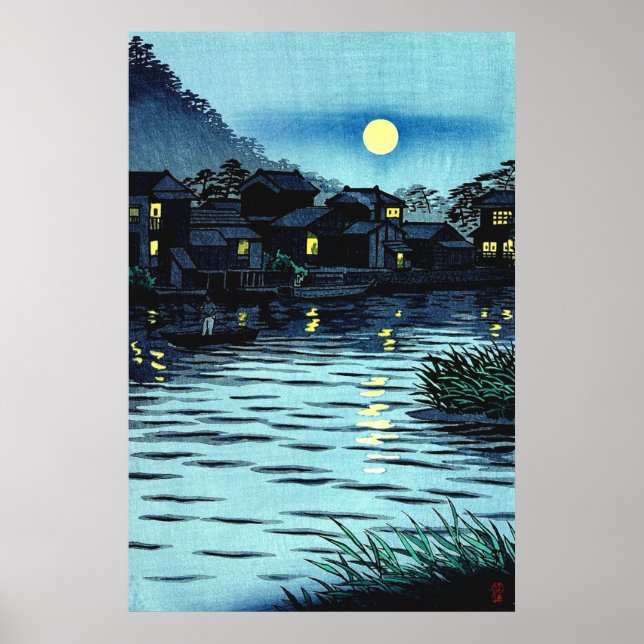 Póster Luna llena en el río Katase Kasamatsu Shiro 1953 (Frente)