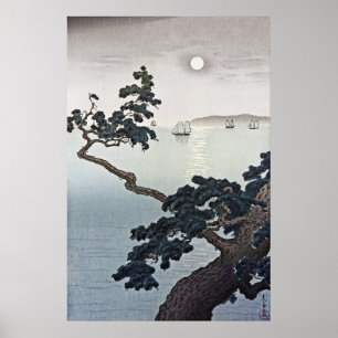 Póster Luna llena en la playa Akashi por Tsuchiya Koitsu