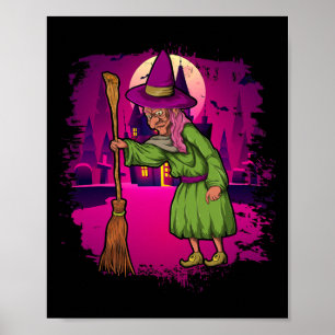 Póster Luna llena espantó disfraz de Halloween escarnio b