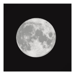 Póster Luna Llena hermosa en negro