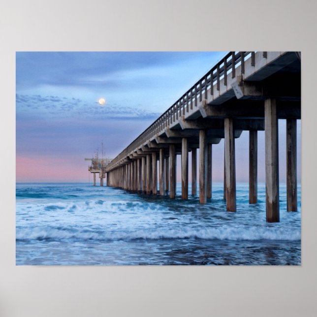 Póster Luna llena sobre el muelle de California (Frente)