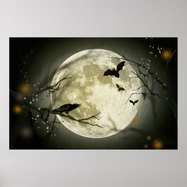 Póster Luna llena sobre el Poster de Halloween (Frente)