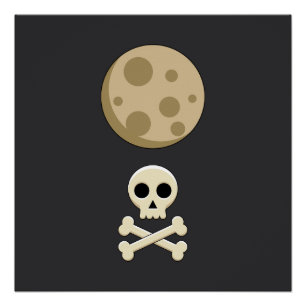 Póster Luna Llena y Cráneo