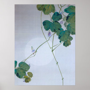 Póster Luna llena y flores de Kudzu, Watanabe Seitei