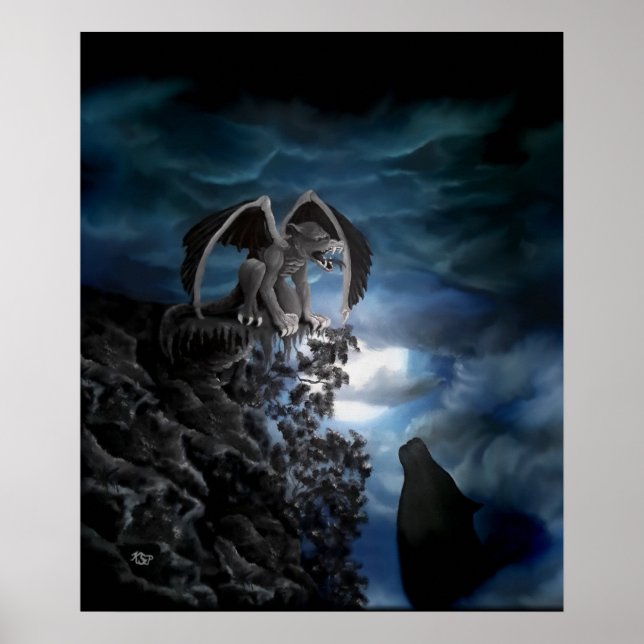 Póster Luna lobo - Lobo con Golem (Frente)