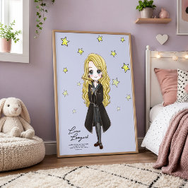 Póster Luna Lovegood mágica acuarela