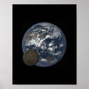 Póster Luna moviéndose frente a la imagen de DSCOVR de la