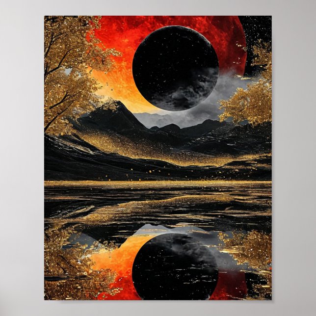 Póster 🌑 Luna Negra Mística Resplandor Abstracto ✨ Celes (Frente)