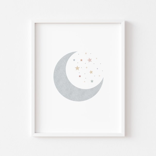 Póster Luna pastel boho y estampado azul (Subido por el creador)