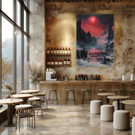 Póster Luna Roja: Impresionista y Surrealista