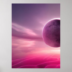 Póster Luna rosa - Lienzo rosa para planetas