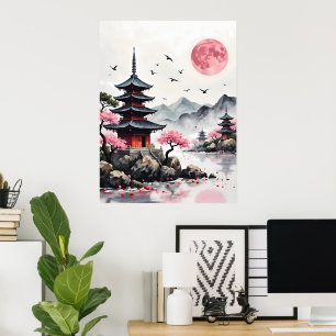 Póster Luna rosa sobre Pagoda