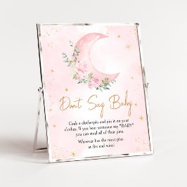 Póster Luna rosa y estrellas Baby Shower no dicen bebé