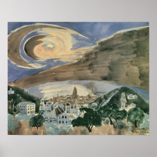 Póster Luna sobre Barcelona de Walter Gramatte
