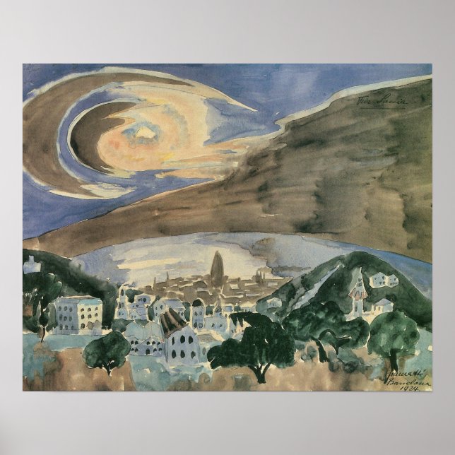 Póster Luna sobre Barcelona de Walter Gramatte (Frente)