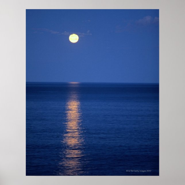 Póster Luna sobre el lago de noche (Frente)