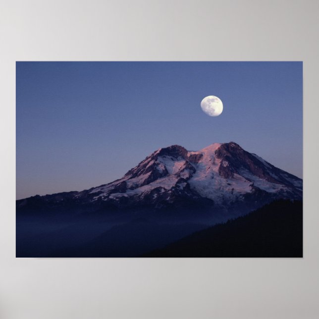 Póster Luna sobre el Monte Rainier (Frente)