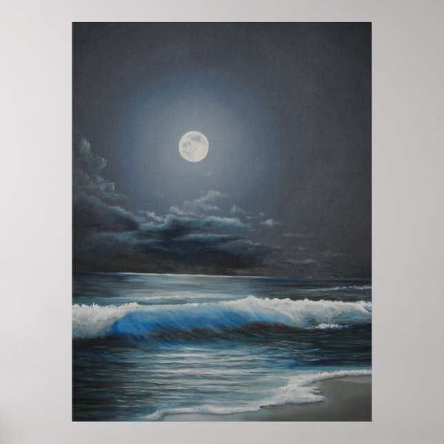 Póster luna sobre el océano (Frente)