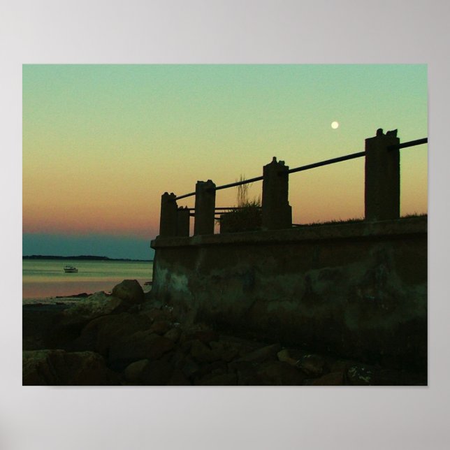 Póster luna sobre las mamáes de la roca rocosa de la roca (Frente)