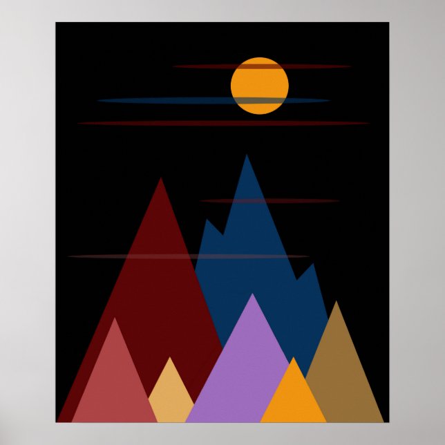 Póster Luna sobre las montañas #2 (Frente)
