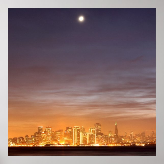 Póster Luna sobre San Francisco en diciembre nebuloso (Frente)